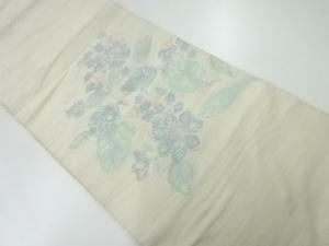 手織り紬草花模様織出し袋帯